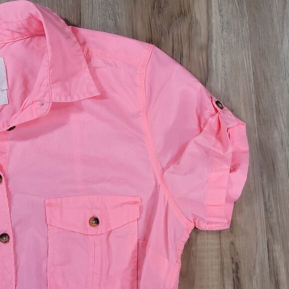🔺️H&M Label of Graded Goods Neon Pink Buttoned Top Size 14 - Picture 4 of 10